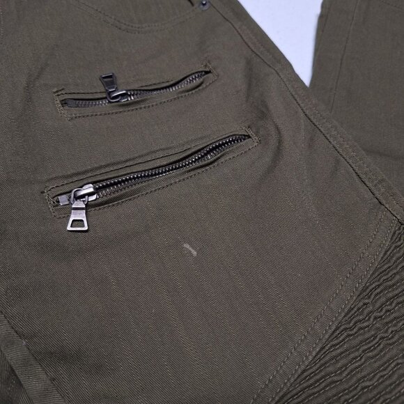 CJ Black Premium Jeans Zipper Skinny Flex Punk Green Mens 30 x 30 Rouched Rock - Picture 4 of 9